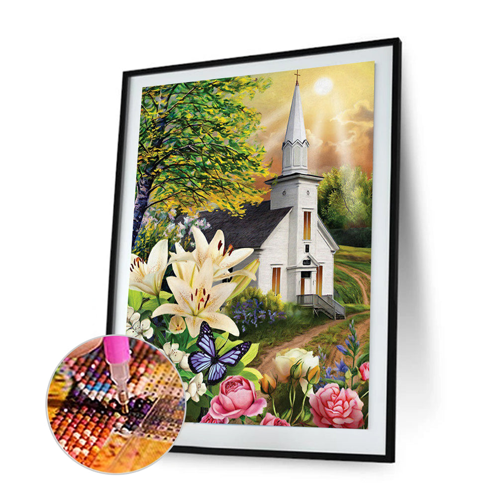 Church Scenery - Full Round Drill Diamond Painting 30*40CM