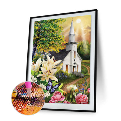 Church Scenery - Full Round Drill Diamond Painting 30*40CM