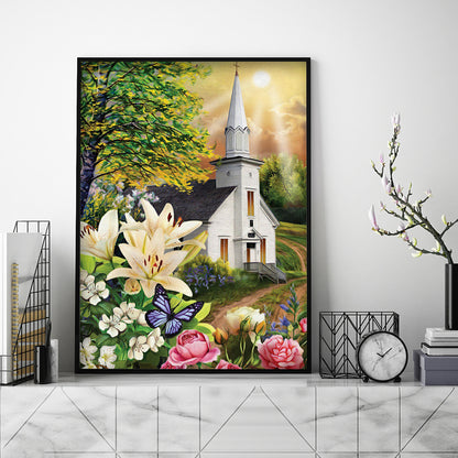 Church Scenery - Full Round Drill Diamond Painting 30*40CM