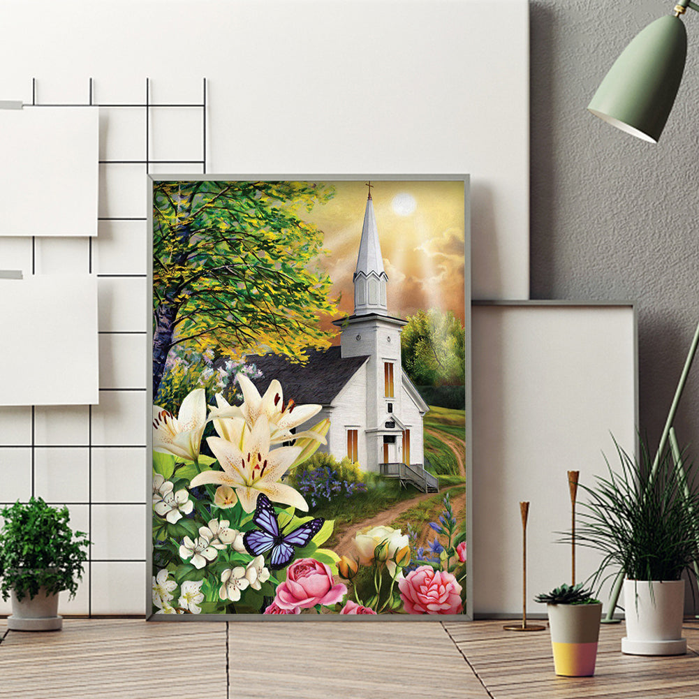 Church Scenery - Full Round Drill Diamond Painting 30*40CM