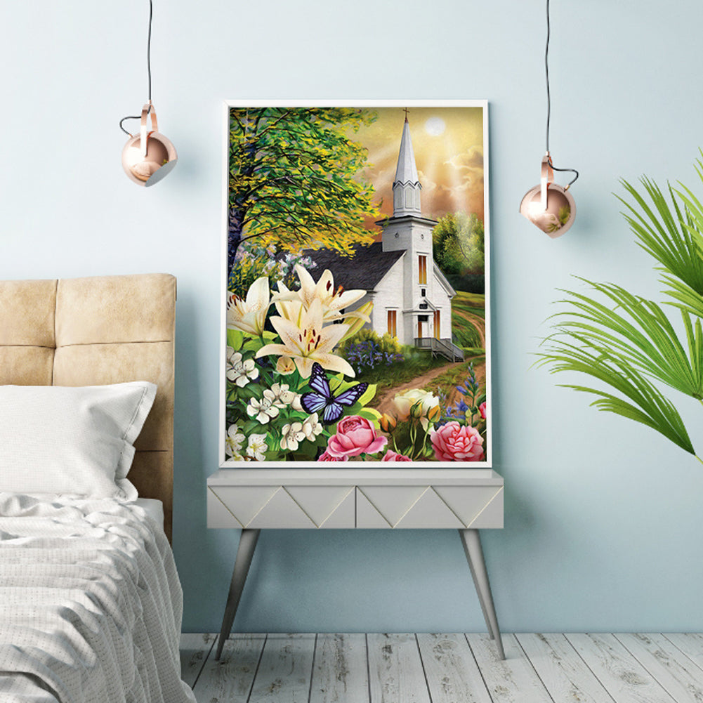 Church Scenery - Full Round Drill Diamond Painting 30*40CM