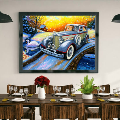 Car Cat - Full Round Drill Diamond Painting 40*30CM