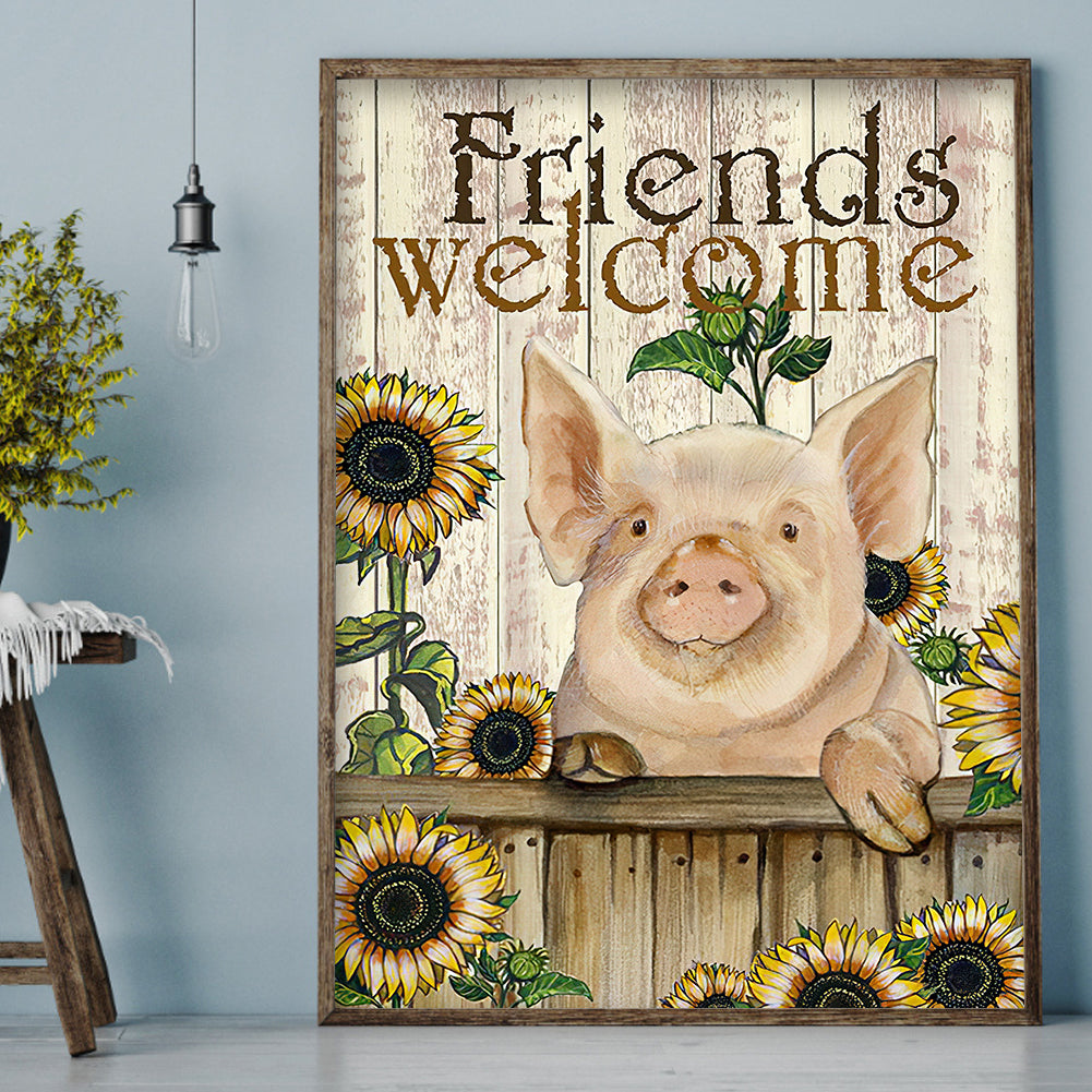 Sunflower Pig - Full Round Drill Diamond Painting 30*40CM