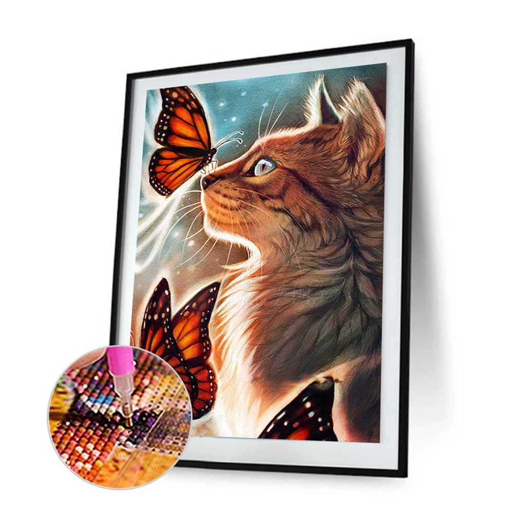 Butterfly Cat - Full Round Drill Diamond Painting 30*40CM