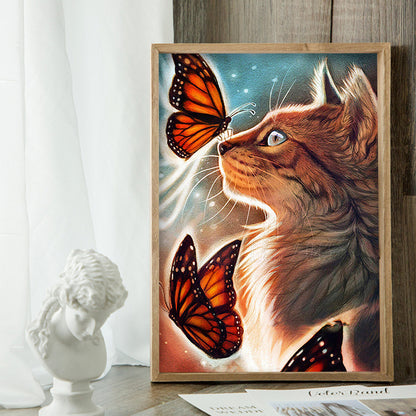 Butterfly Cat - Full Round Drill Diamond Painting 30*40CM