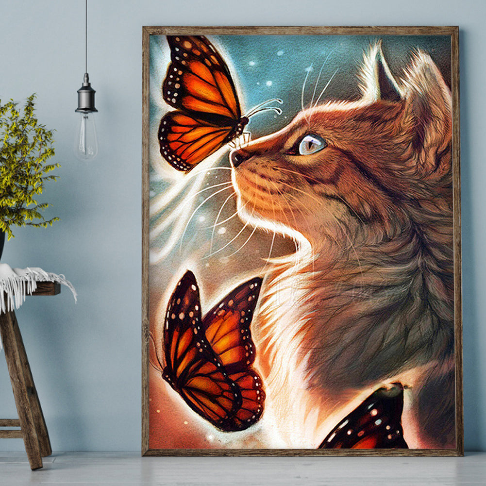 Butterfly Cat - Full Round Drill Diamond Painting 30*40CM