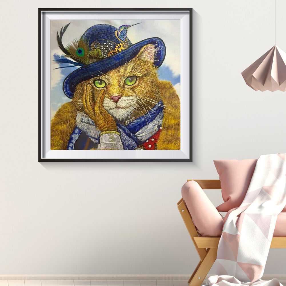 Cat Hat - Full Square Drill Diamond Painting 40*40CM