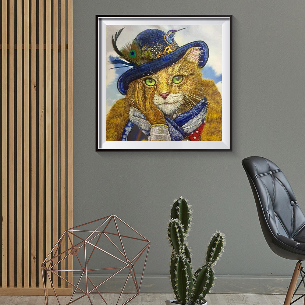 Cat Hat - Full Square Drill Diamond Painting 40*40CM