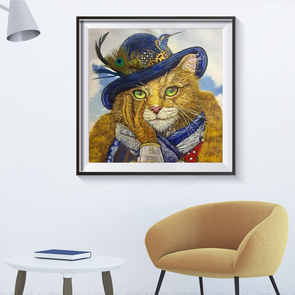 Cat Hat - Full Square Drill Diamond Painting 40*40CM