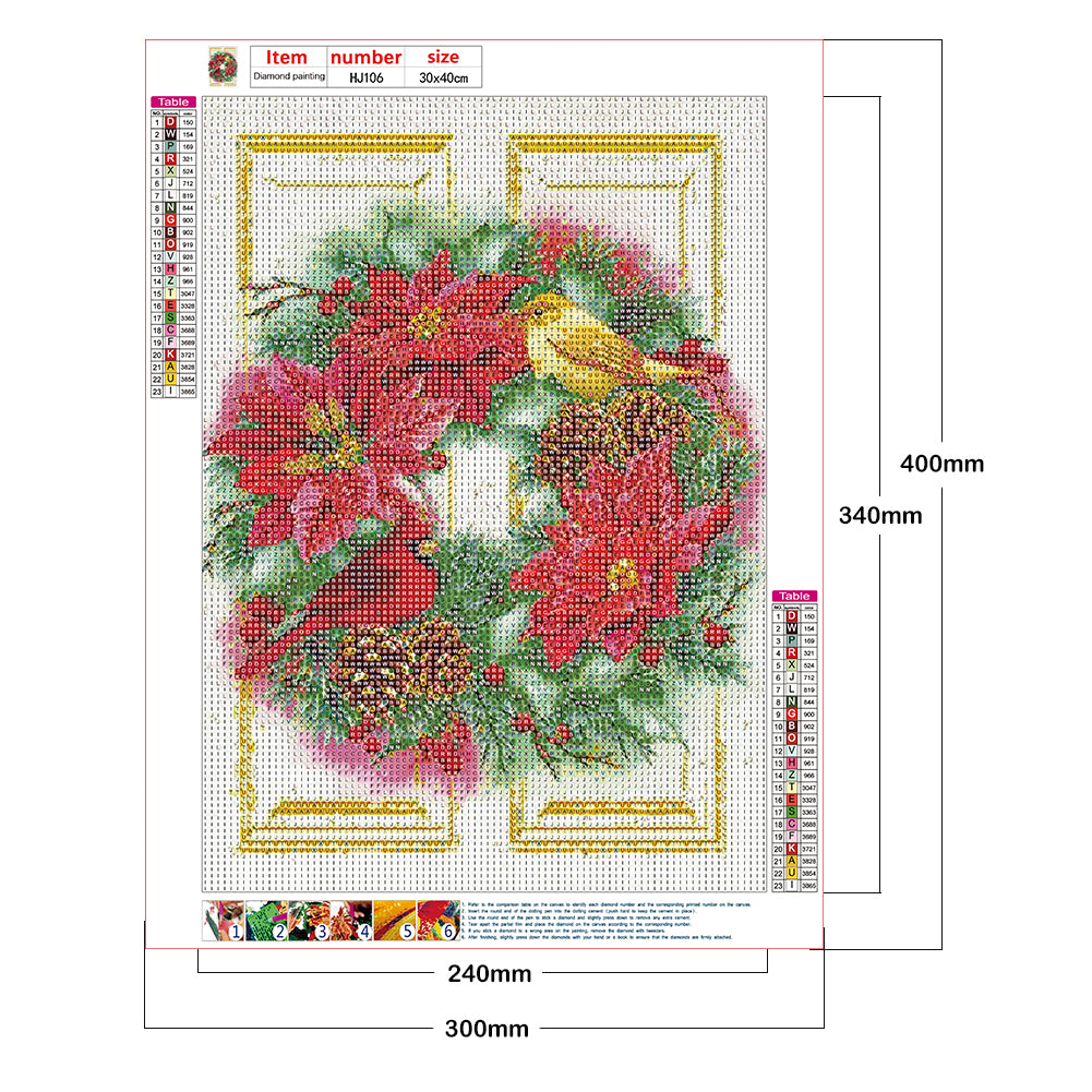 Christmas Wreath - Full Round Drill Diamond Painting 30*40CM