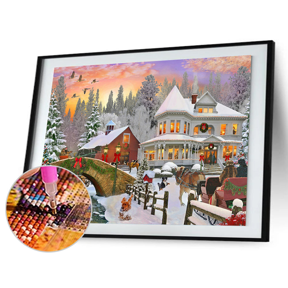 Christmas Atmosphere - Full Round Drill Diamond Painting 55*40CM