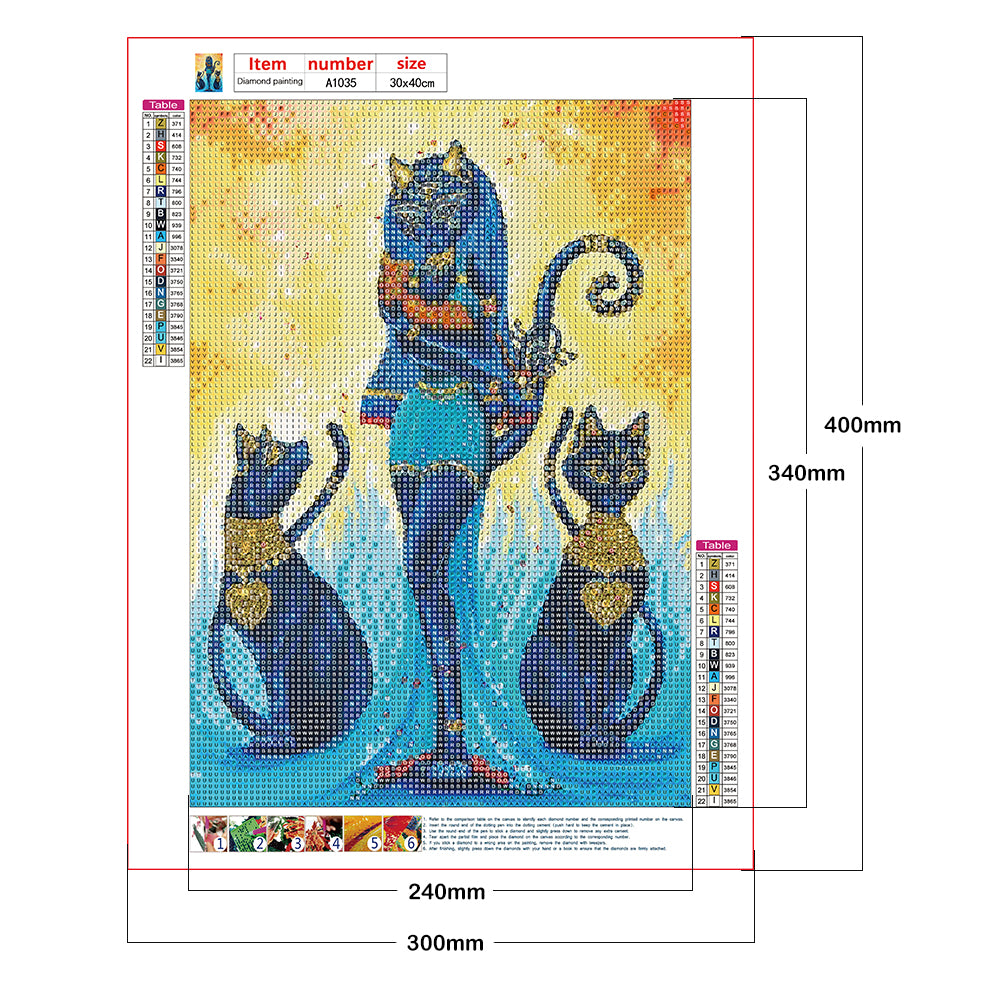 Cat - Full Round Drill Diamond Painting 30*40CM