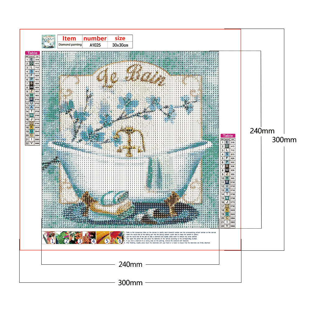 Classical Bathtub - Full Round Drill Diamond Painting 30*30CM
