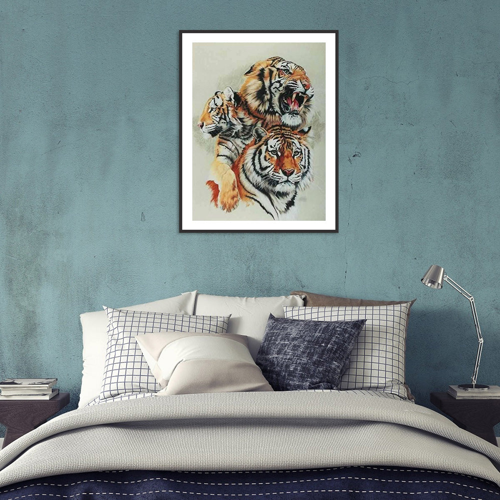 Two Tigers - Full Round Drill Diamond Painting 30*40CM