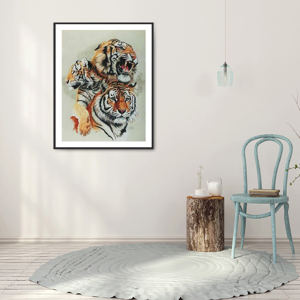 Two Tigers - Full Round Drill Diamond Painting 30*40CM