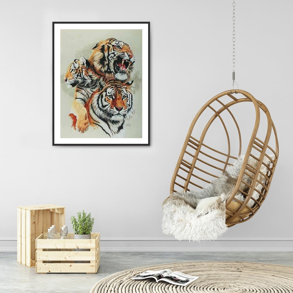 Two Tigers - Full Round Drill Diamond Painting 30*40CM