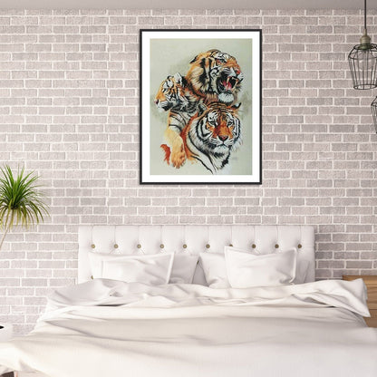 Two Tigers - Full Round Drill Diamond Painting 30*40CM