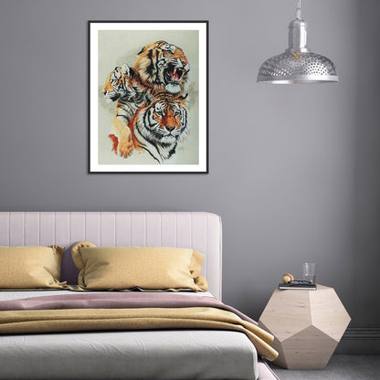 Two Tigers - Full Round Drill Diamond Painting 30*40CM