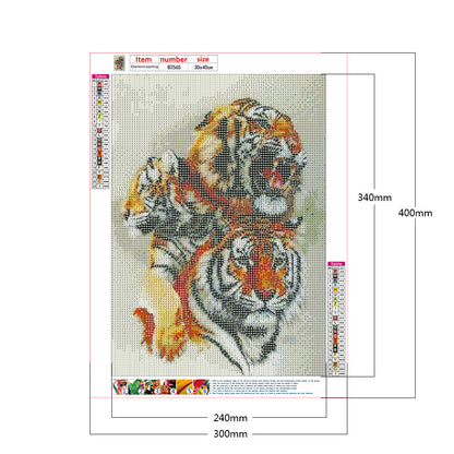 Two Tigers - Full Round Drill Diamond Painting 30*40CM