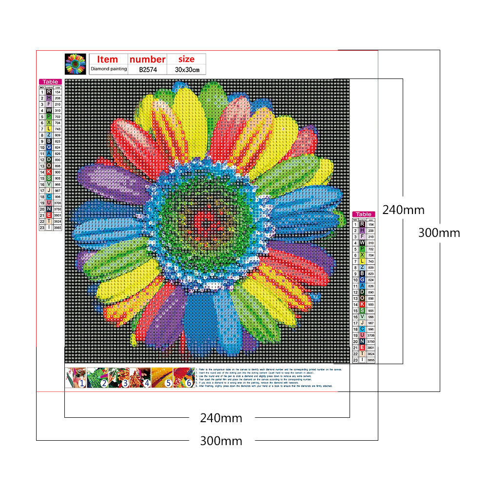 Multi Color Flower - Full Round Drill Diamond Painting 30*30CM