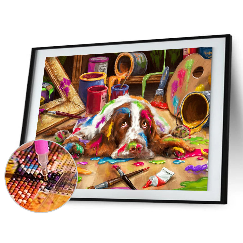 Cute Dog - Full Round Drill Diamond Painting 40*30CM
