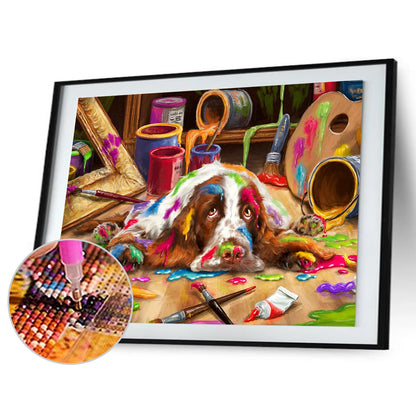 Cute Dog - Full Round Drill Diamond Painting 40*30CM