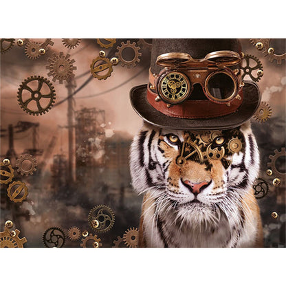 Steampunk Tiger - Full Round Drill Diamond Painting 40*30CM