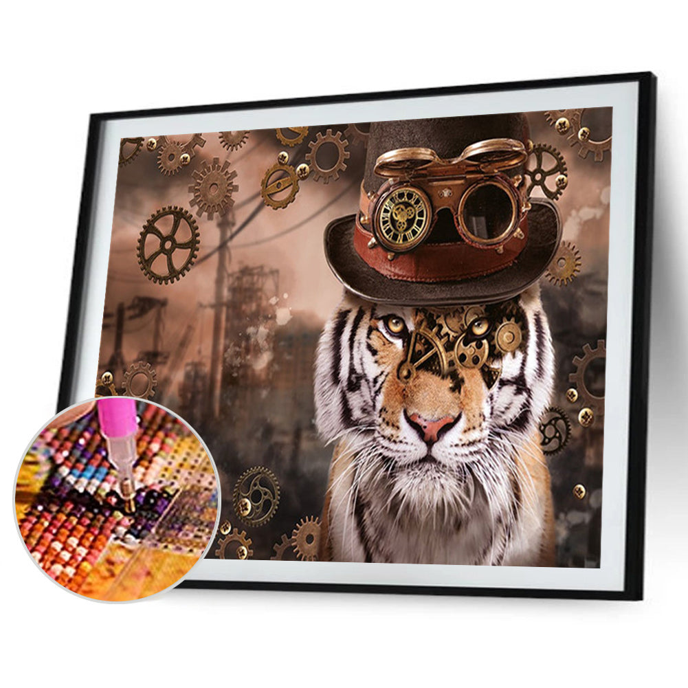 Steampunk Tiger - Full Round Drill Diamond Painting 40*30CM