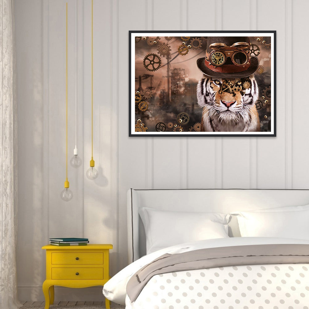 Steampunk Tiger - Full Round Drill Diamond Painting 40*30CM