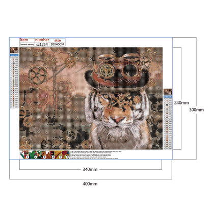 Steampunk Tiger - Full Round Drill Diamond Painting 40*30CM