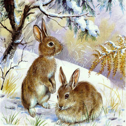 Snow Bunny - Full Round Drill Diamond Painting 30*30CM