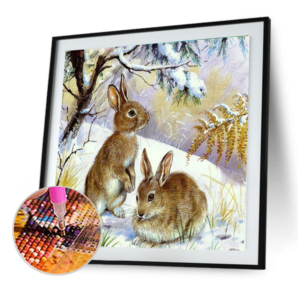 Snow Bunny - Full Round Drill Diamond Painting 30*30CM