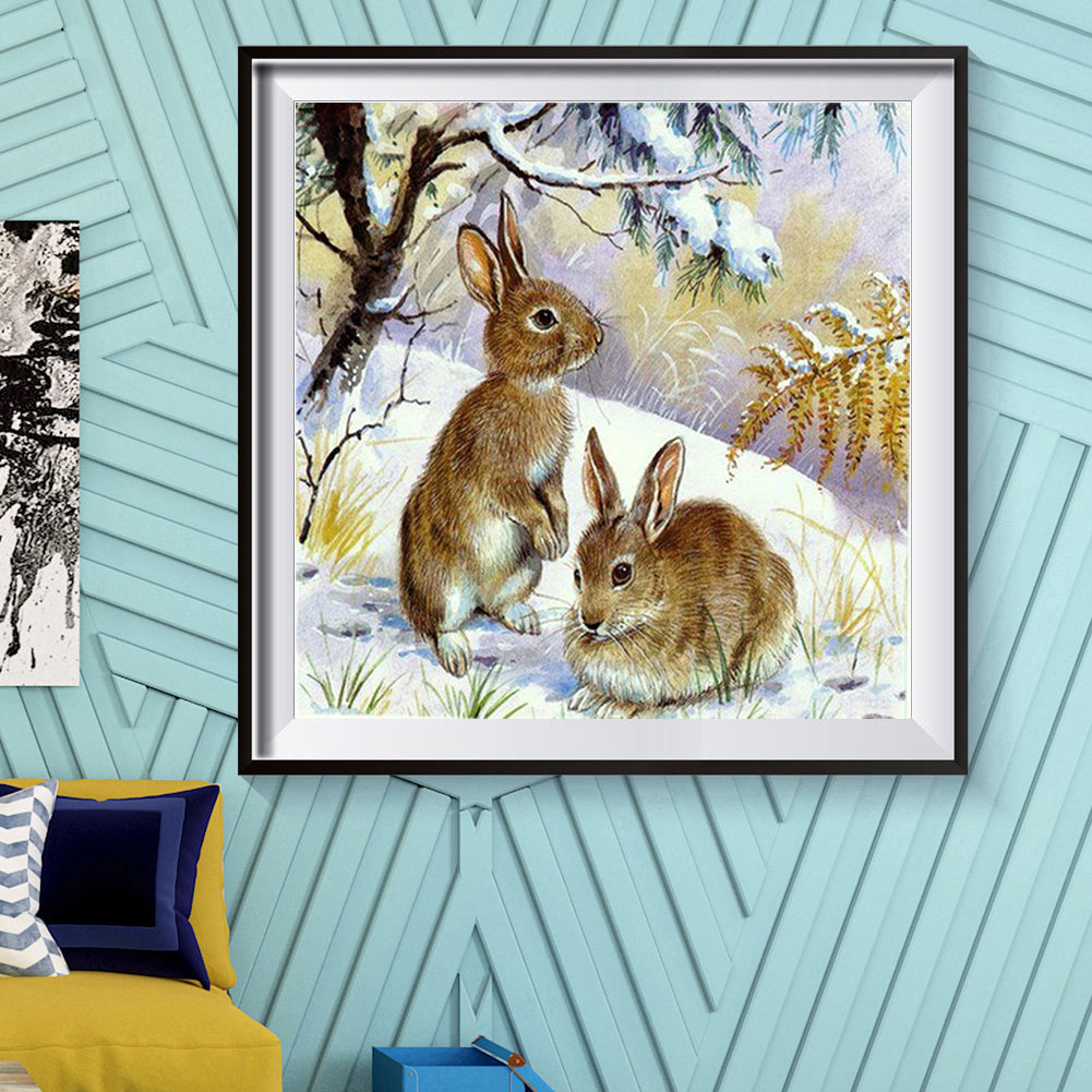 Snow Bunny - Full Round Drill Diamond Painting 30*30CM