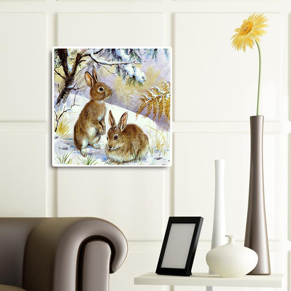 Snow Bunny - Full Round Drill Diamond Painting 30*30CM
