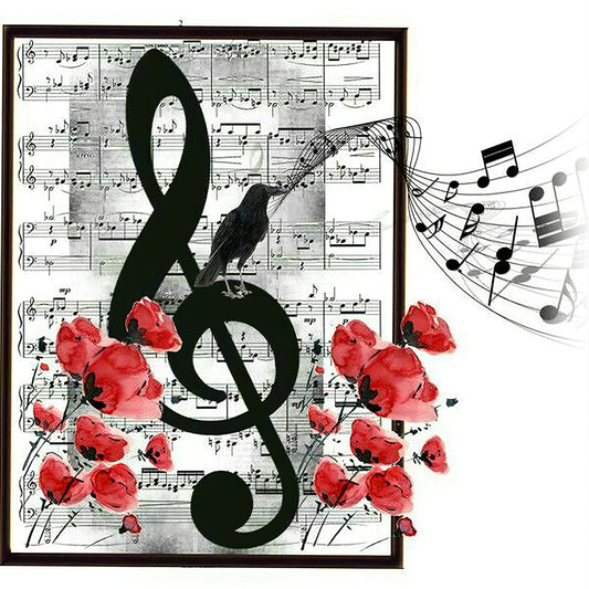 Music Notes - Full Round Drill Diamond Painting 35*35CM