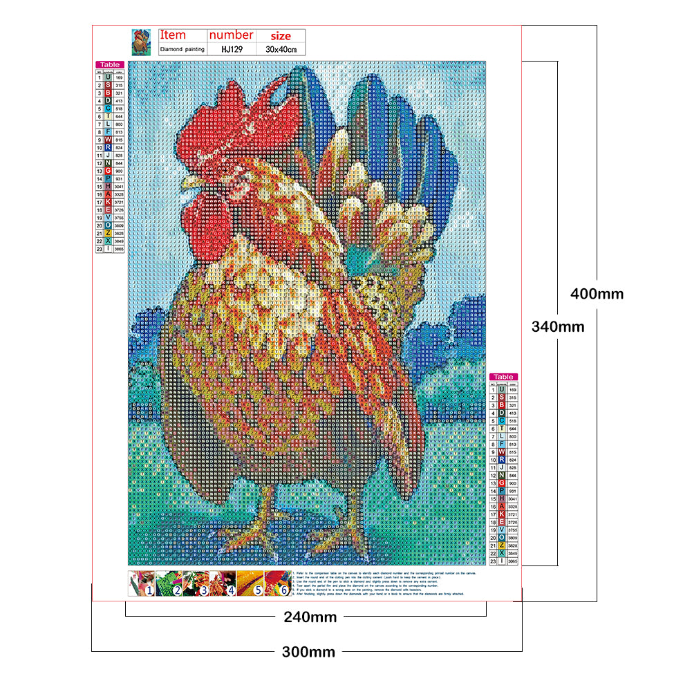 Chicken - Full Round Drill Diamond Painting 30*40CM