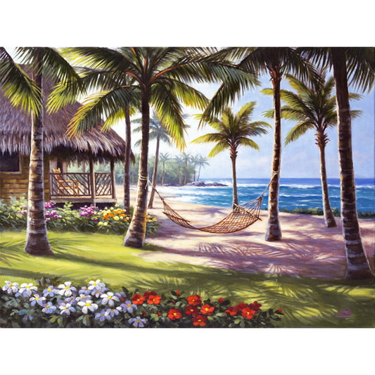 Coconut Tree - Full Round Drill Diamond Painting 40*30CM