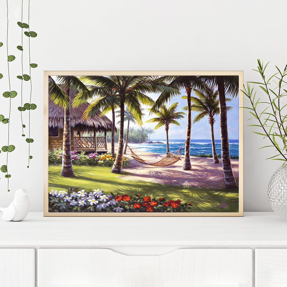 Coconut Tree - Full Round Drill Diamond Painting 40*30CM