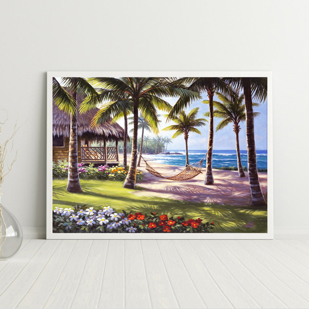 Coconut Tree - Full Round Drill Diamond Painting 40*30CM