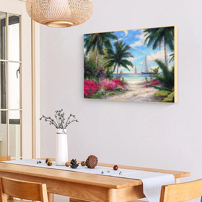 Coconut Tree - Full Round Drill Diamond Painting 40*30CM