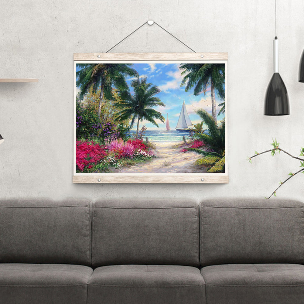 Coconut Tree - Full Round Drill Diamond Painting 40*30CM