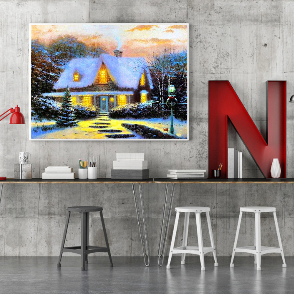 Snow House - Full Round Drill Diamond Painting 50*40CM