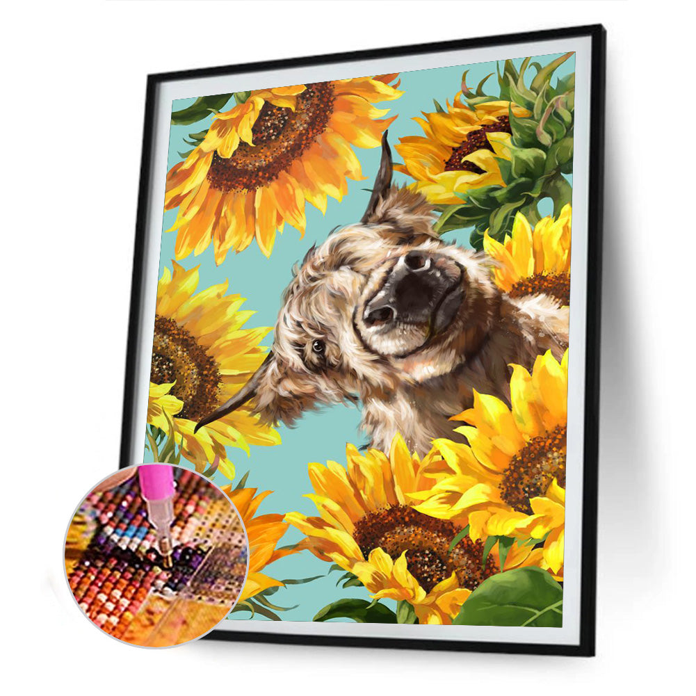 Sunflower Cow - Full Round Drill Diamond Painting 30*40CM