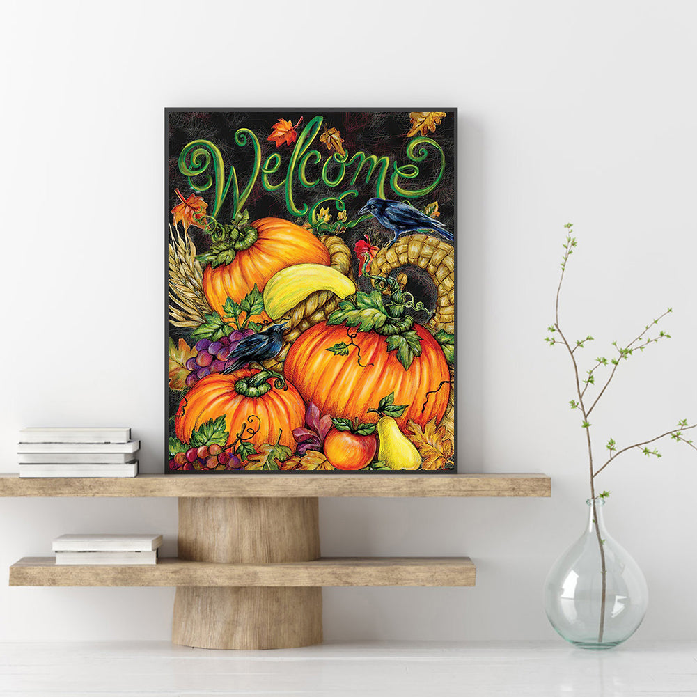 Welcome Pumpkin - Full Round Drill Diamond Painting 30*40CM