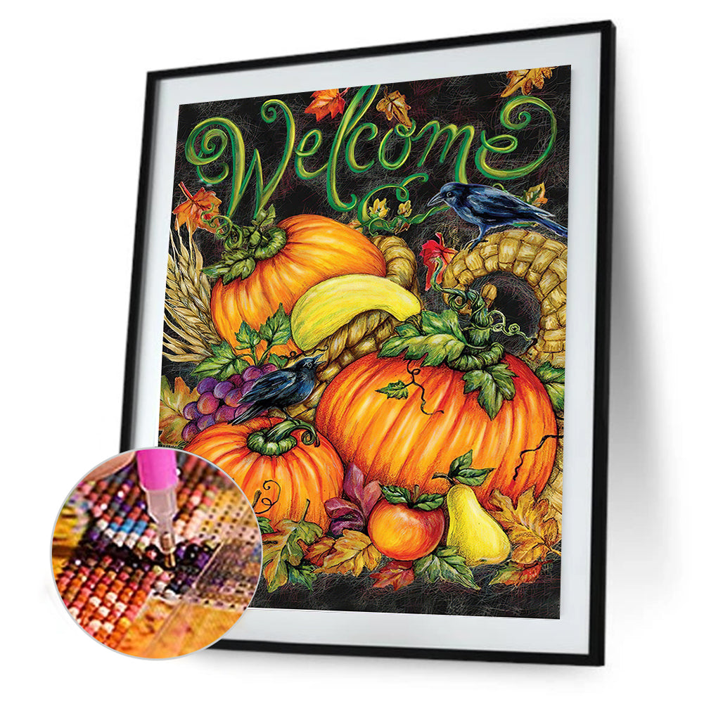 Welcome Pumpkin - Full Round Drill Diamond Painting 30*40CM