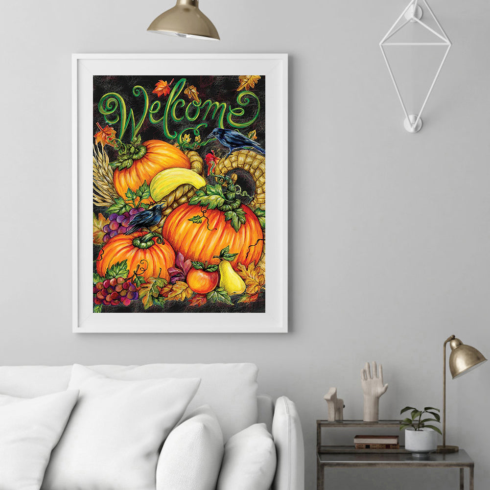 Welcome Pumpkin - Full Round Drill Diamond Painting 30*40CM