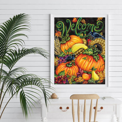 Welcome Pumpkin - Full Round Drill Diamond Painting 30*40CM