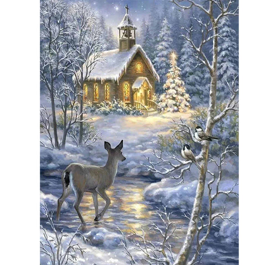 Snow Deer - Full Square Drill Diamond Painting 30*40CM