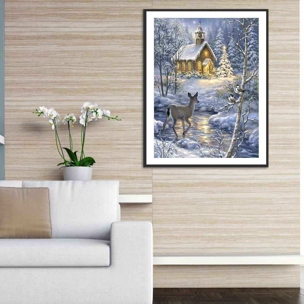 Snow Deer - Full Square Drill Diamond Painting 30*40CM