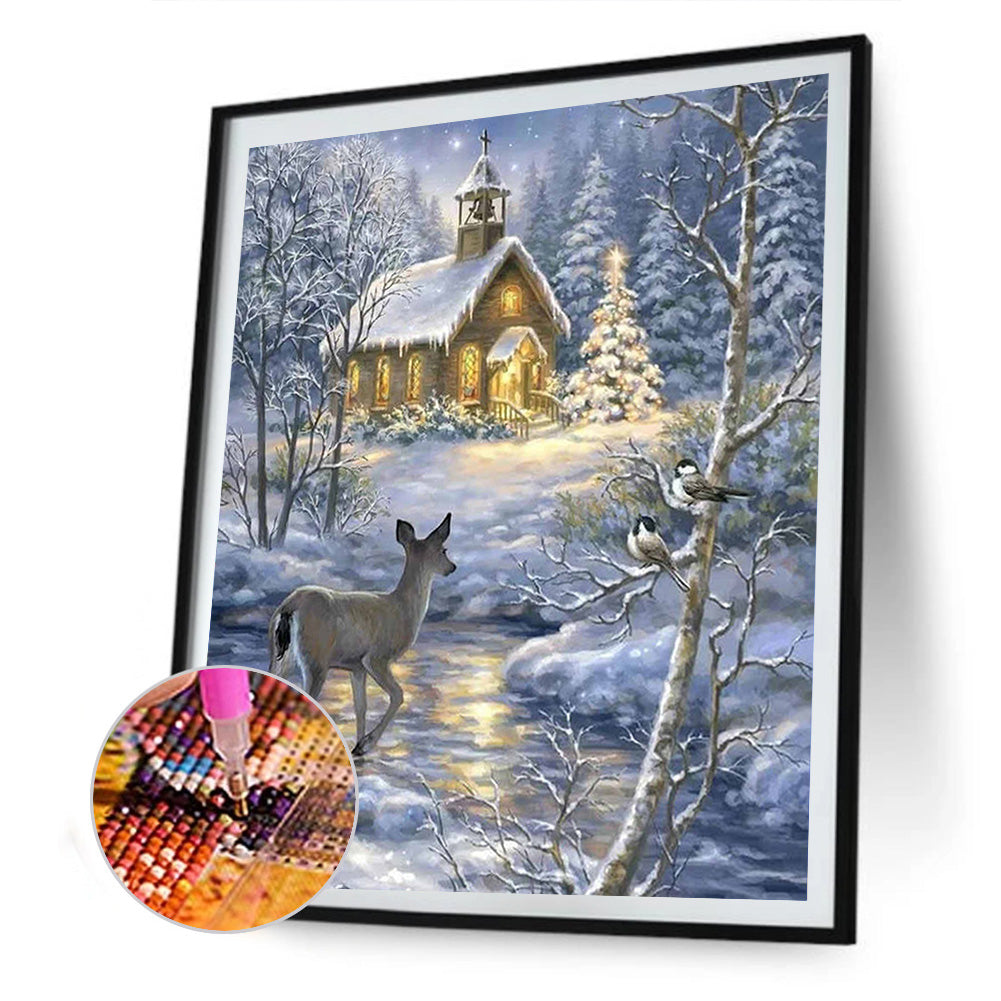 Snow Deer - Full Square Drill Diamond Painting 30*40CM